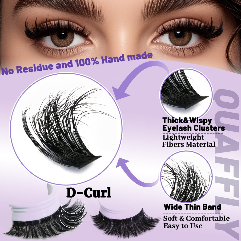 QUAFFLY DIY Lash Extension Kit 1676Pcs – D-Curl Spike Lashes, Bottom Lashes, Bond & Seal