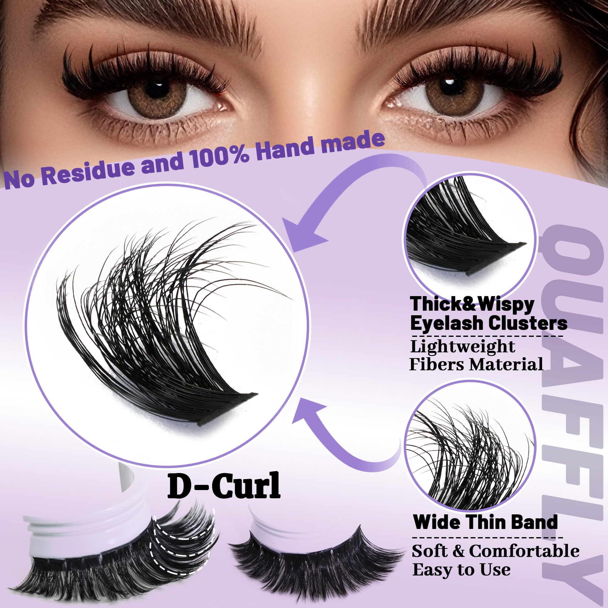 QUAFFLY DIY Lash Extension Kit 1676Pcs – D-Curl Spike Lashes, Bottom Lashes, Bond & Seal