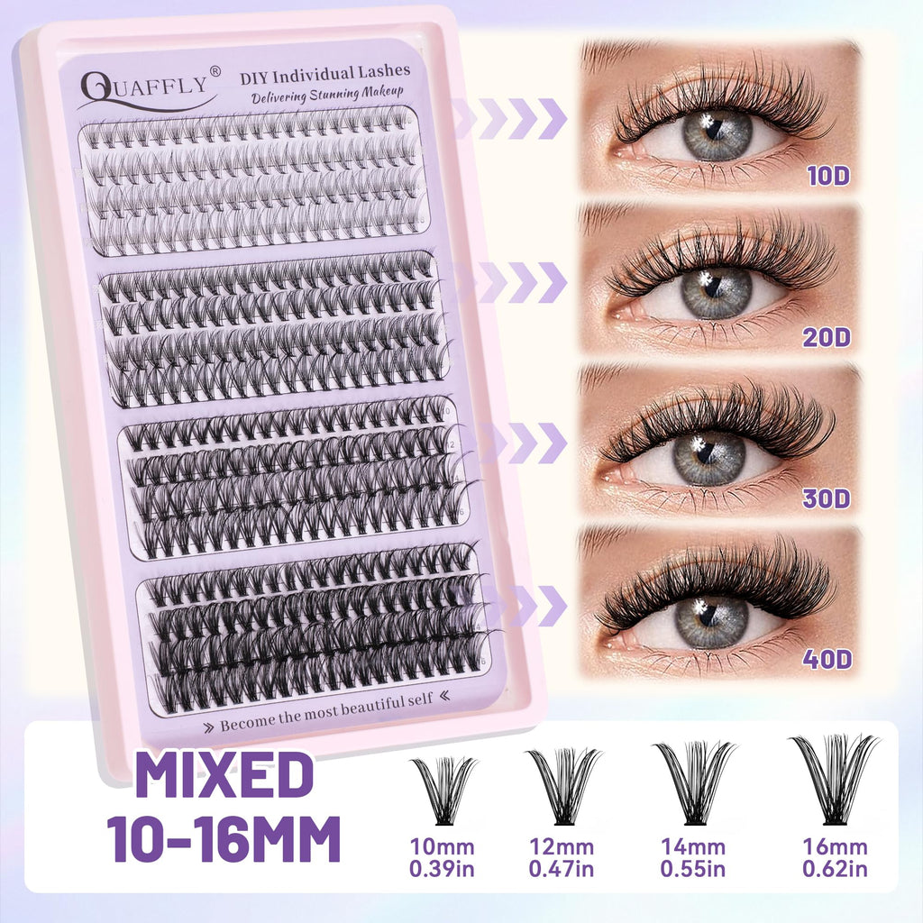 QUAFFLY DIY Lash Extension Kit 980 Pcs – Lower Lashes, Bond & Seal, Beginner Friendly