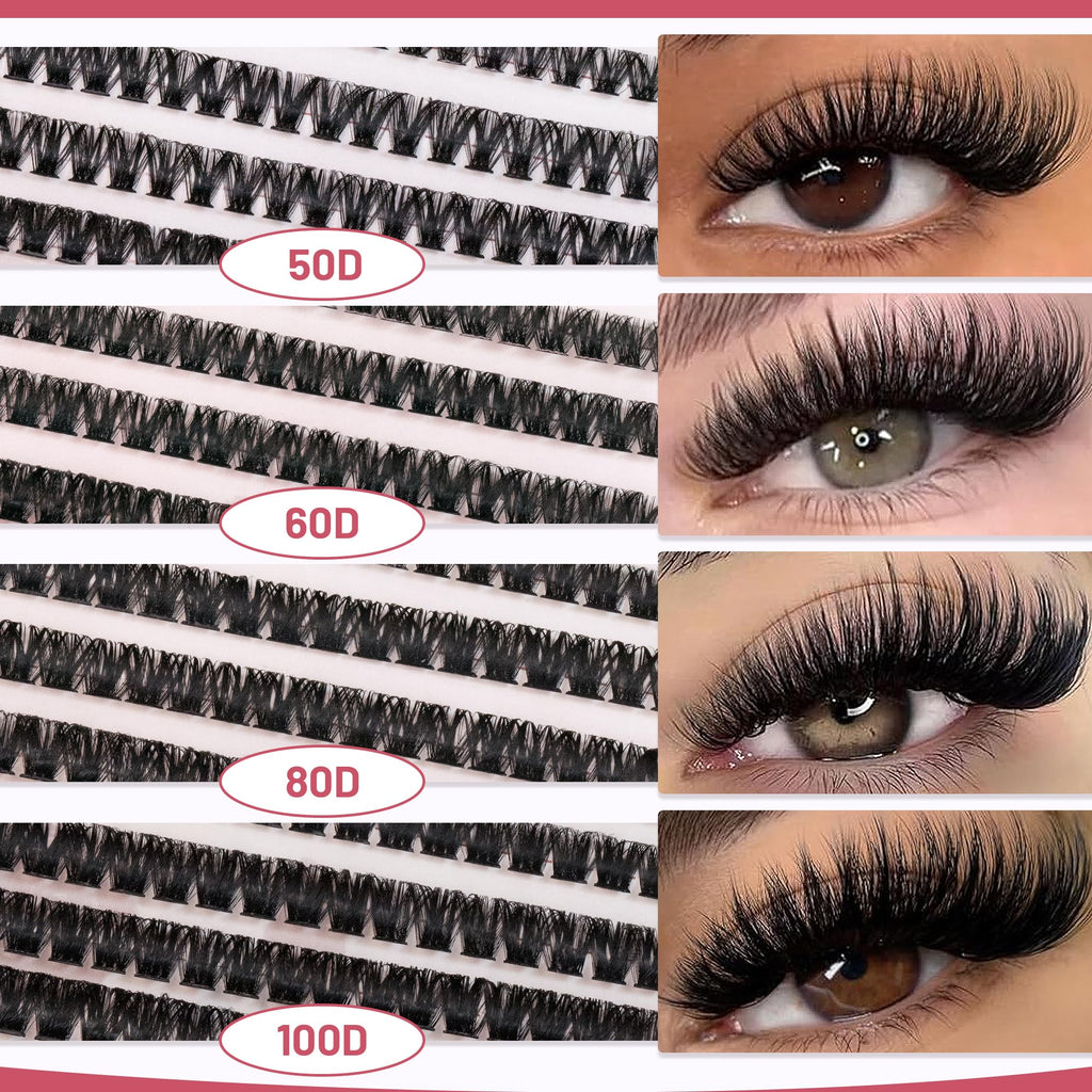 QUAFFLY Valentine's Day Eyelash Gift Set – 8-Style DIY Lash Extension Kit (1896 Pcs, 8–18mm D-Curl)