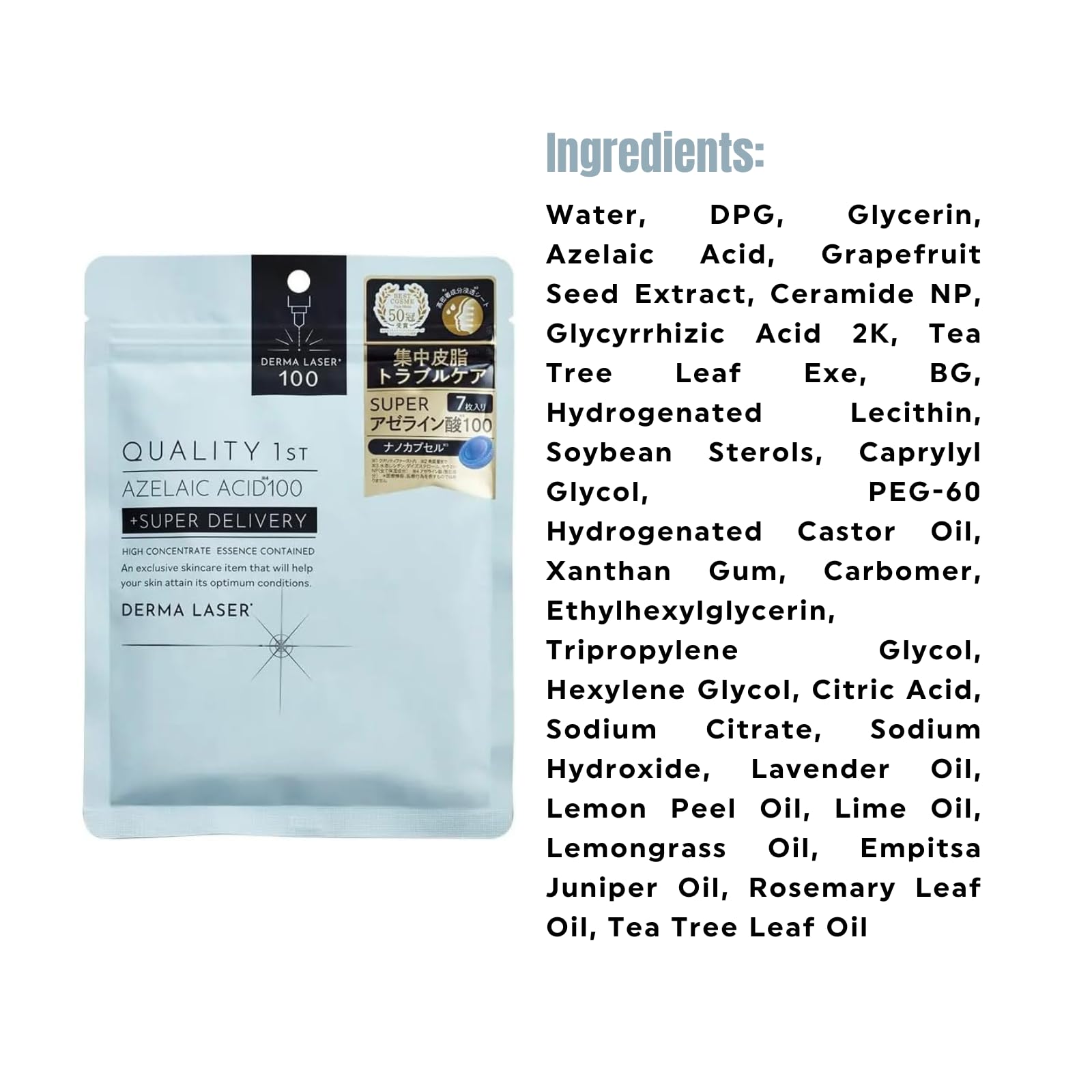 QUALITY 1st Super AZ100 Mask - 7 Sheets | Instant Care for Sebum Prone Skin
