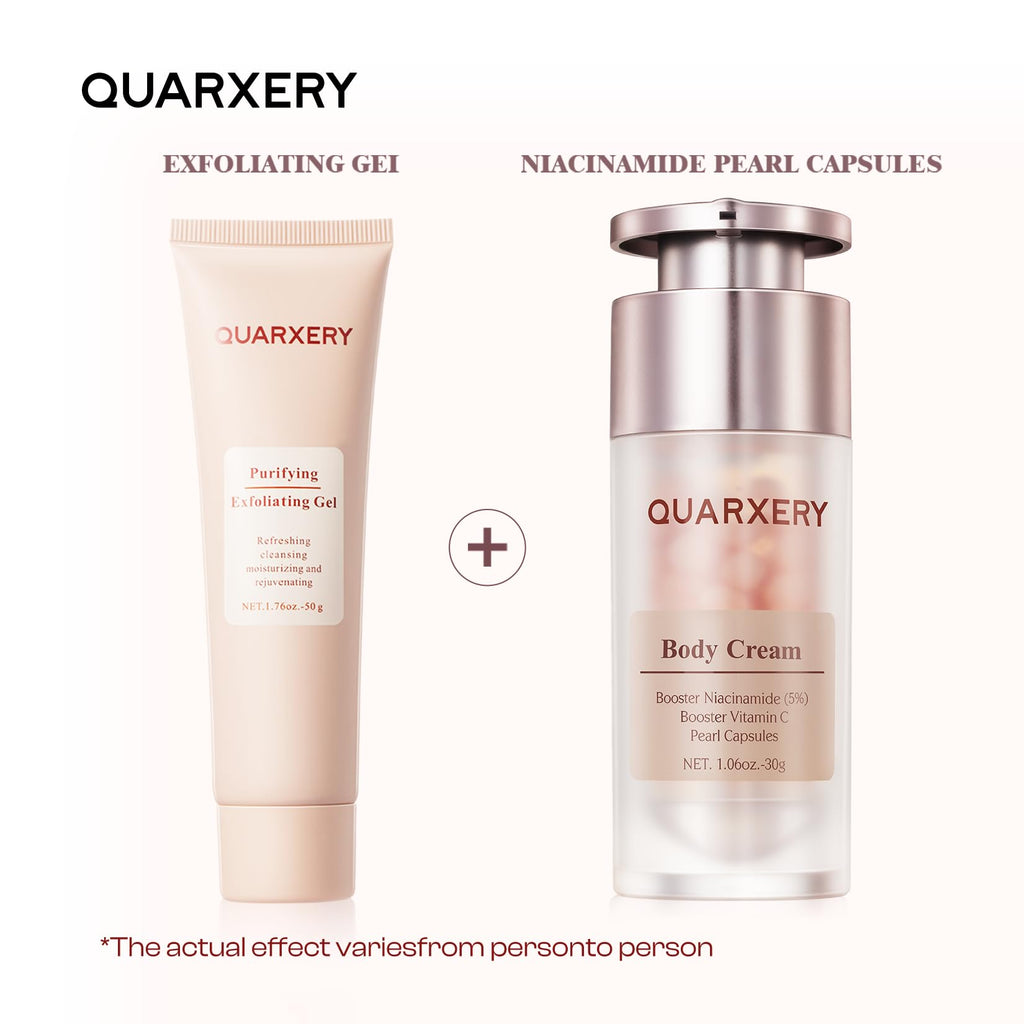 QUARXERY Exfoliating Care Set: 5% Niacinamide Body Cream + Purifying Peeling Gel