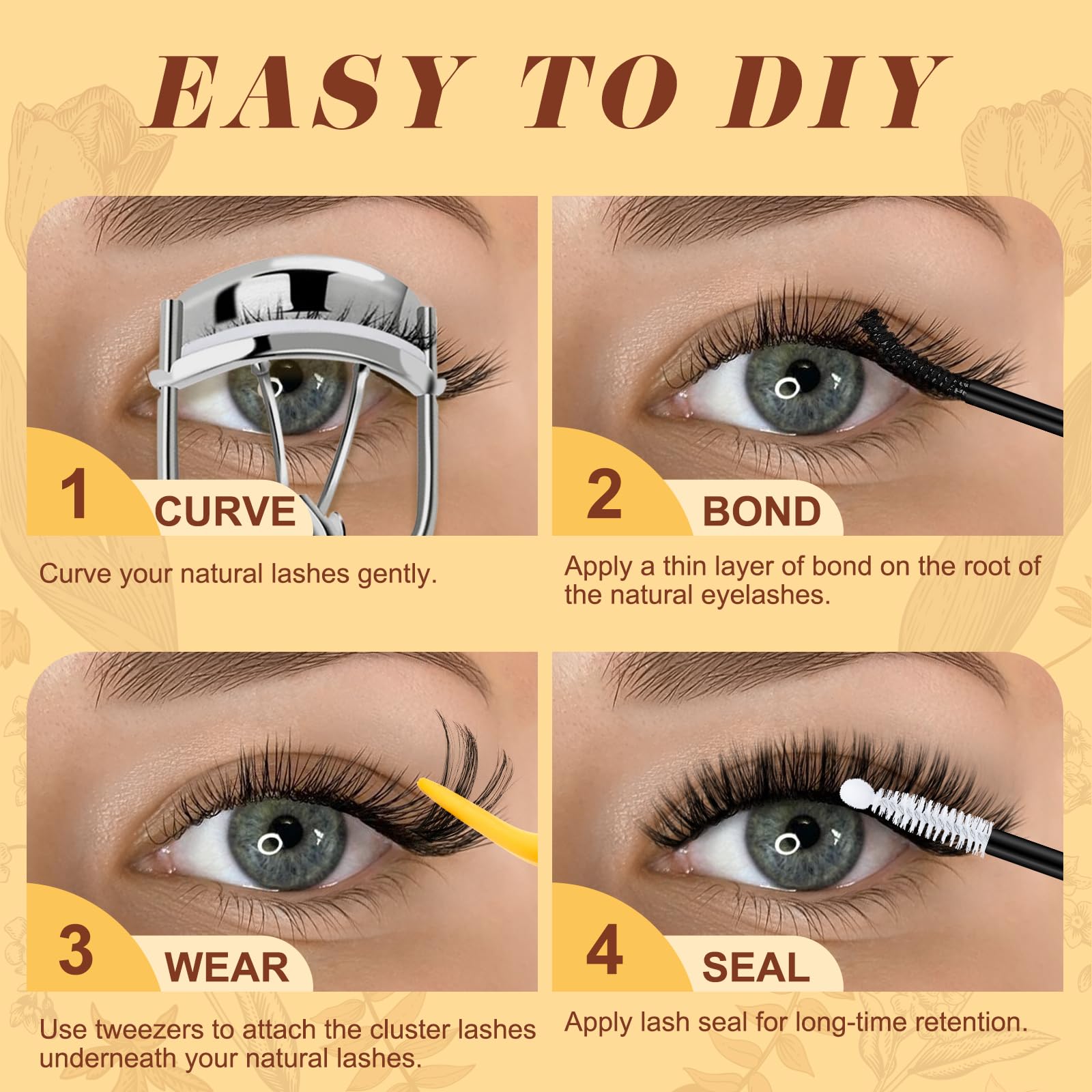QUEWEL 580PCS Eyelash Clusters — 30D to 100D Wispy Lashes for DIY Extensions (Reusable)