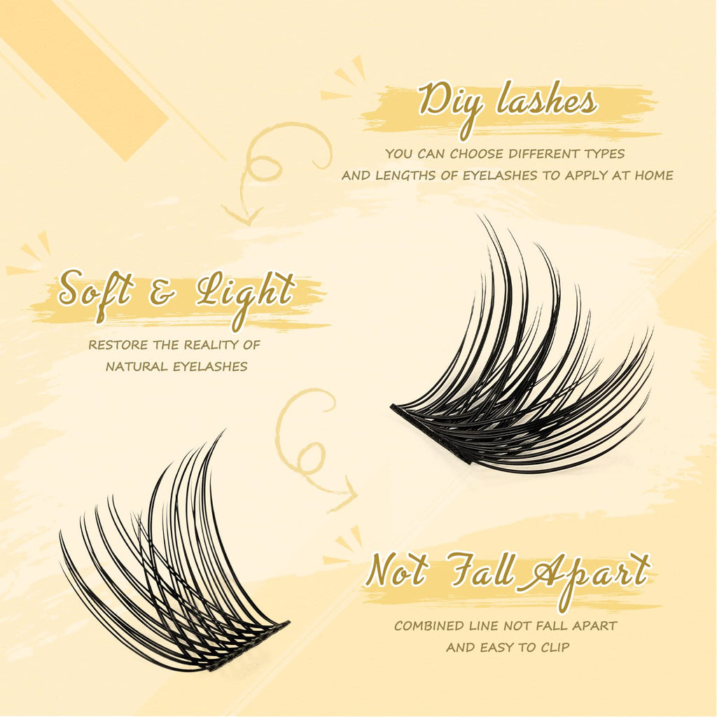 QUEWEL DIY Eyelash Extensions Kit – 144 Clusters, Bond & Seal, Remover