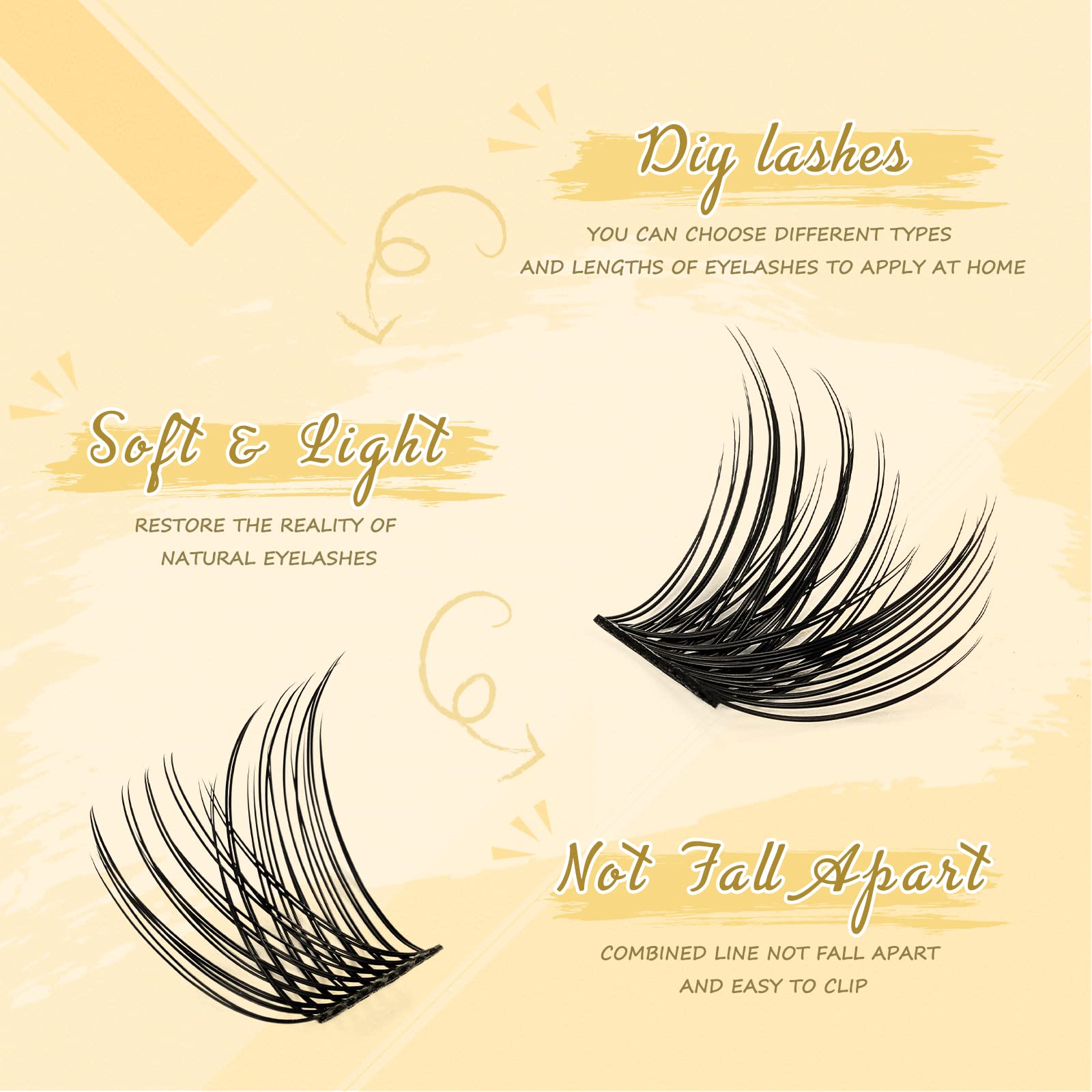 QUEWEL DIY Eyelash Extensions Kit – 144 Clusters, Bond & Seal, Remover