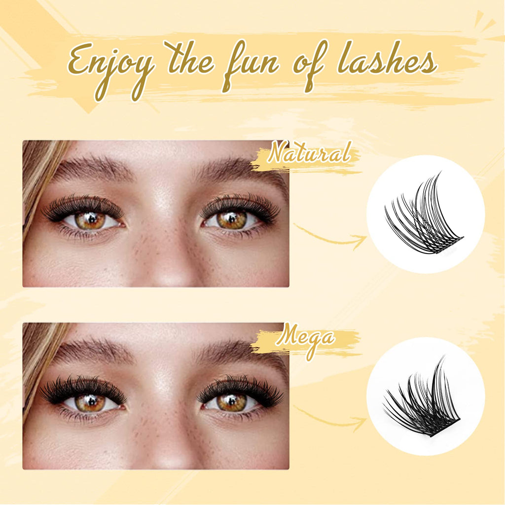 QUEWEL DIY Eyelash Extensions Kit – 144 Clusters, Bond & Seal, Remover