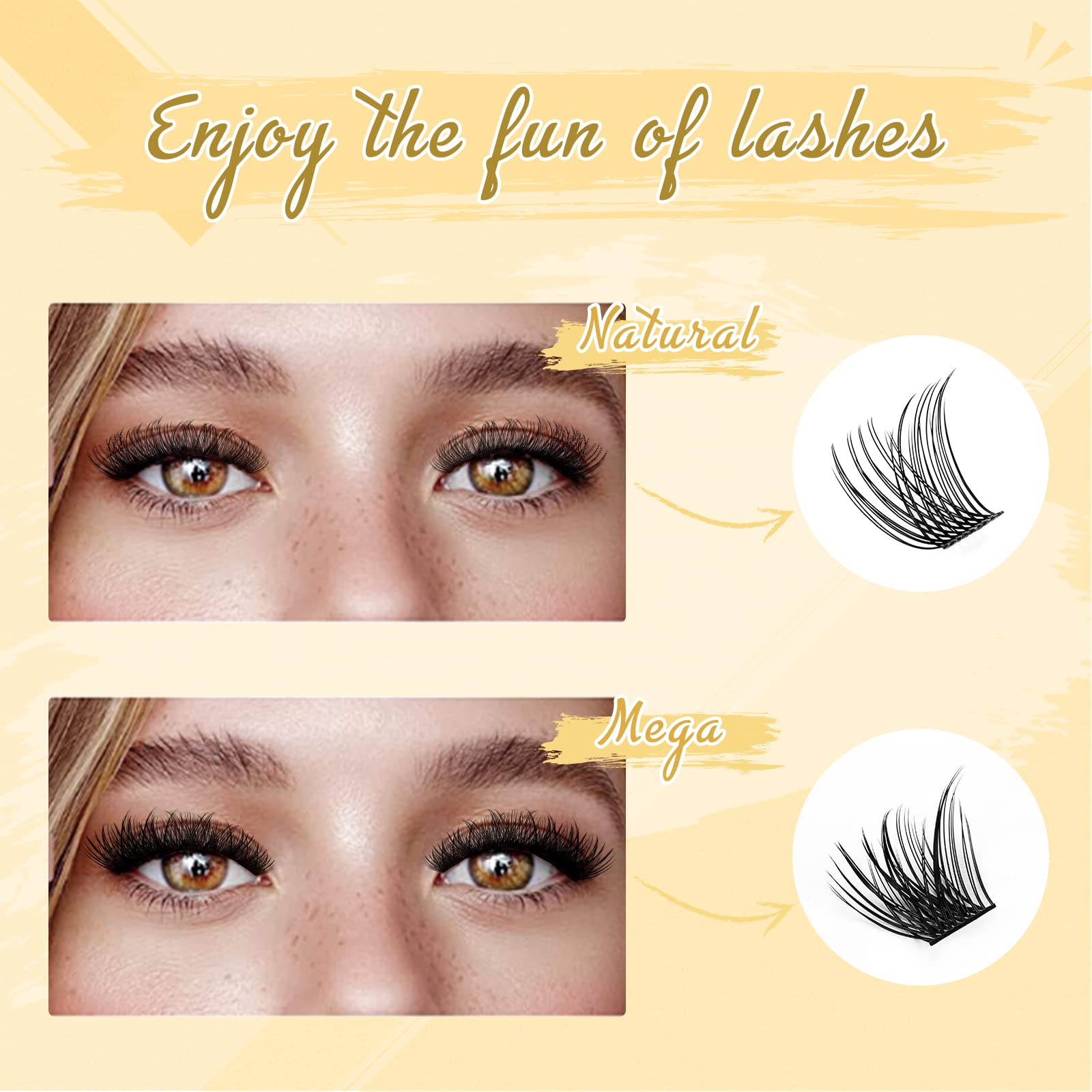 QUEWEL DIY Eyelash Extensions Kit – 144 Clusters, Bond & Seal, Remover