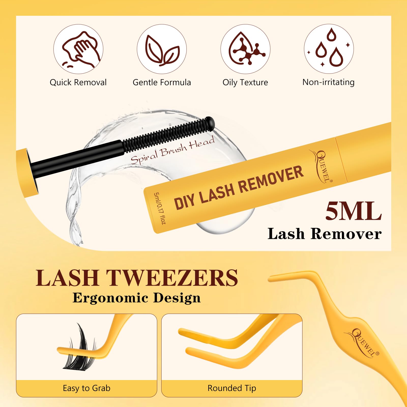 QUEWEL Fairy-Lash Clusters Kit | 140pcs Manga Clusters 10-18mm | DIY Lash Extensions with Bond & Seal, Tweezers & Remover