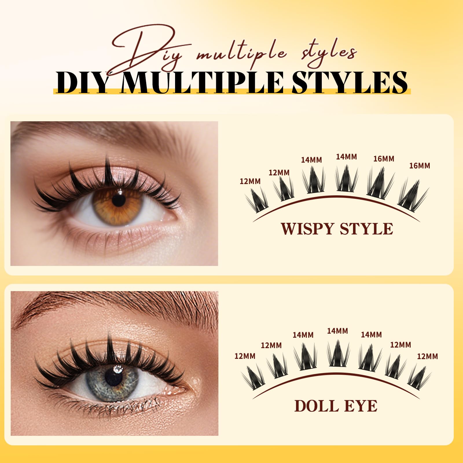 QUEWEL Fairy-Lash Clusters Kit | 140pcs Manga Clusters 10-18mm | DIY Lash Extensions with Bond & Seal, Tweezers & Remover