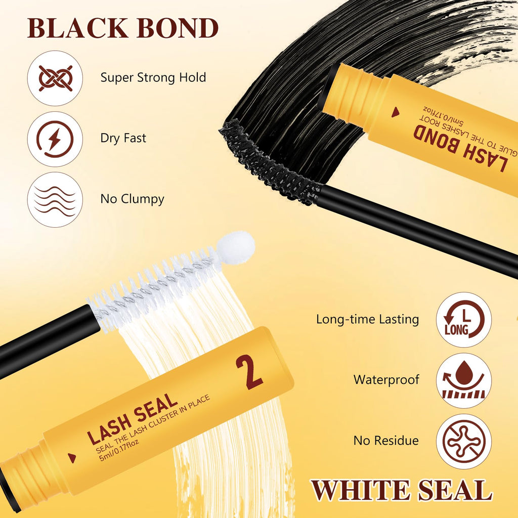 QUEWEL Fairy-Lash Clusters Kit | 140pcs Manga Clusters 10-18mm | DIY Lash Extensions with Bond & Seal, Tweezers & Remover