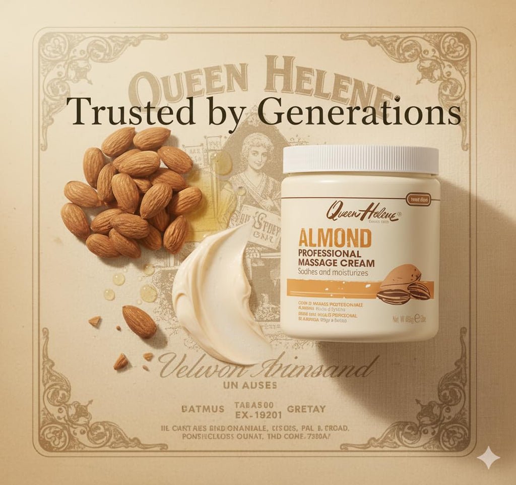 Queen Helene Almond Professional Massage Cream – Rich Conditioning for Smooth, Hydrated Skin (15 oz)