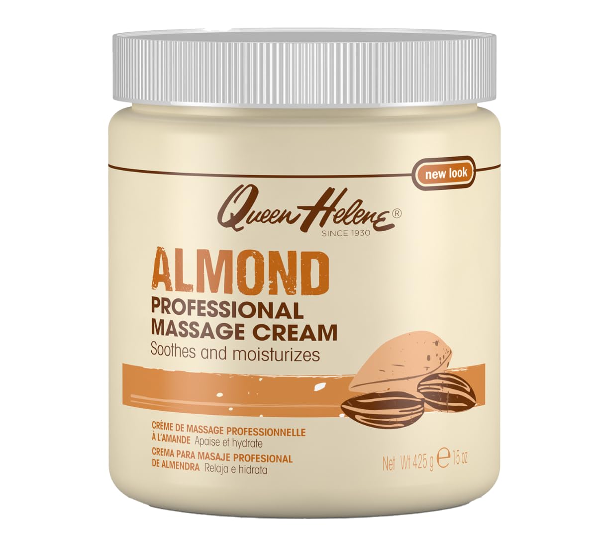 Queen Helene Almond Professional Massage Cream – Rich Conditioning for Smooth, Hydrated Skin (15 oz)