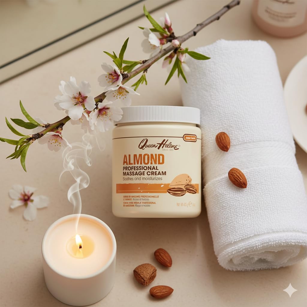 Queen Helene Almond Professional Massage Cream – Rich Conditioning for Smooth, Hydrated Skin (15 oz)
