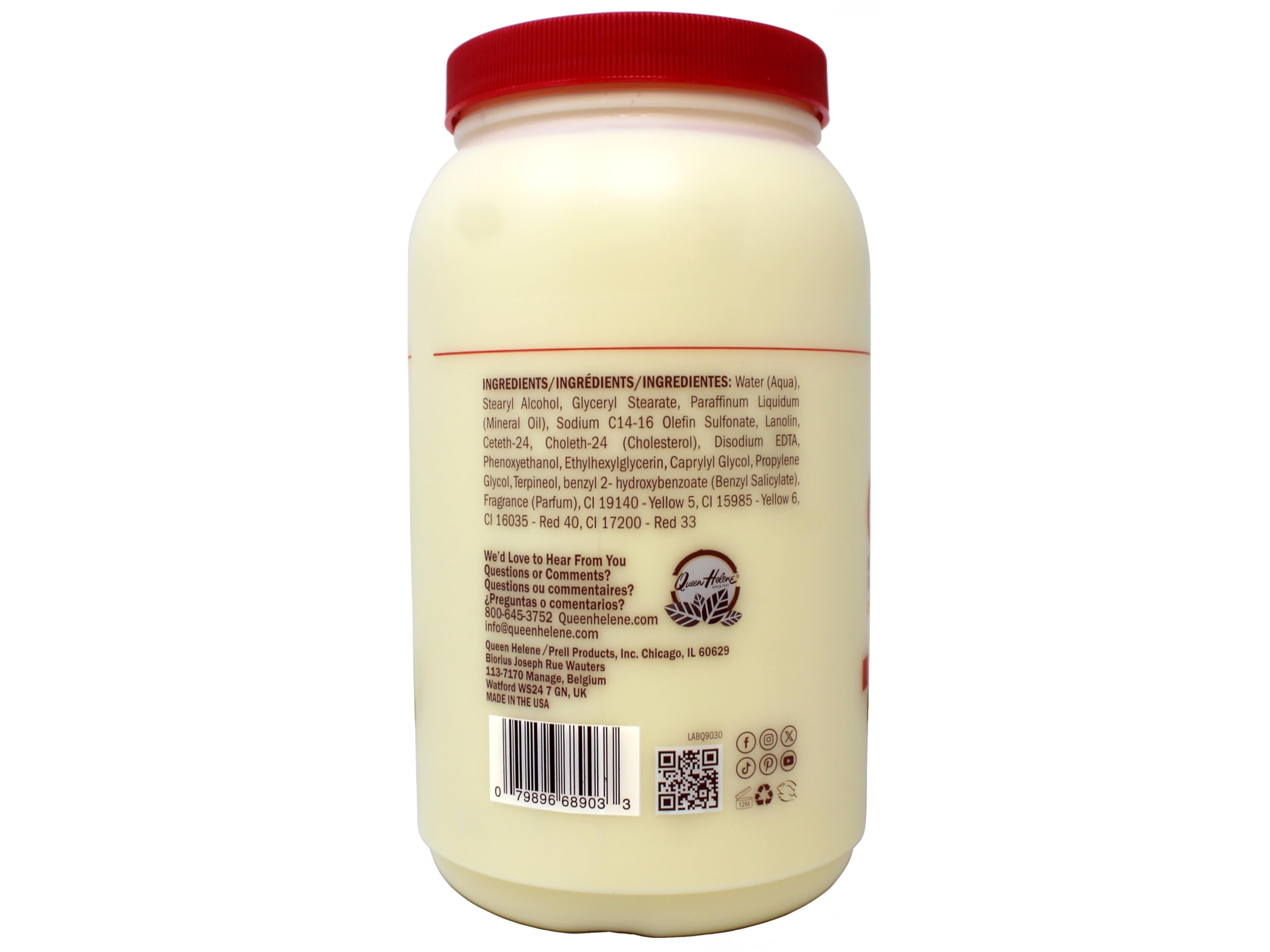 Queen Helene Cholesterol Hair Conditioning Cream – Deep Moisture for Dry, Over-Processed Hair | 5 lb