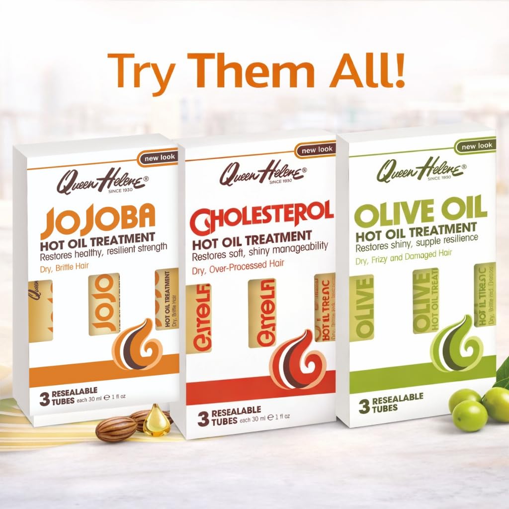 Queen Helene Cholesterol Hot Oil Treatment – Deep Conditioning for Dry Hair | Pack of 3 x 1oz Tubes