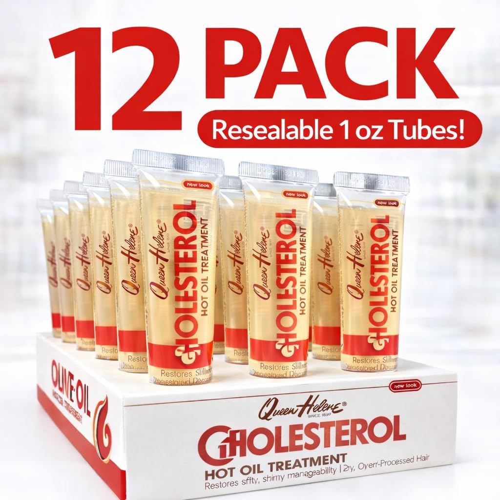 Queen Helene Cholesterol Hot Oil Treatment - 12 Single-Use Tubes for Dry, Damaged Hair