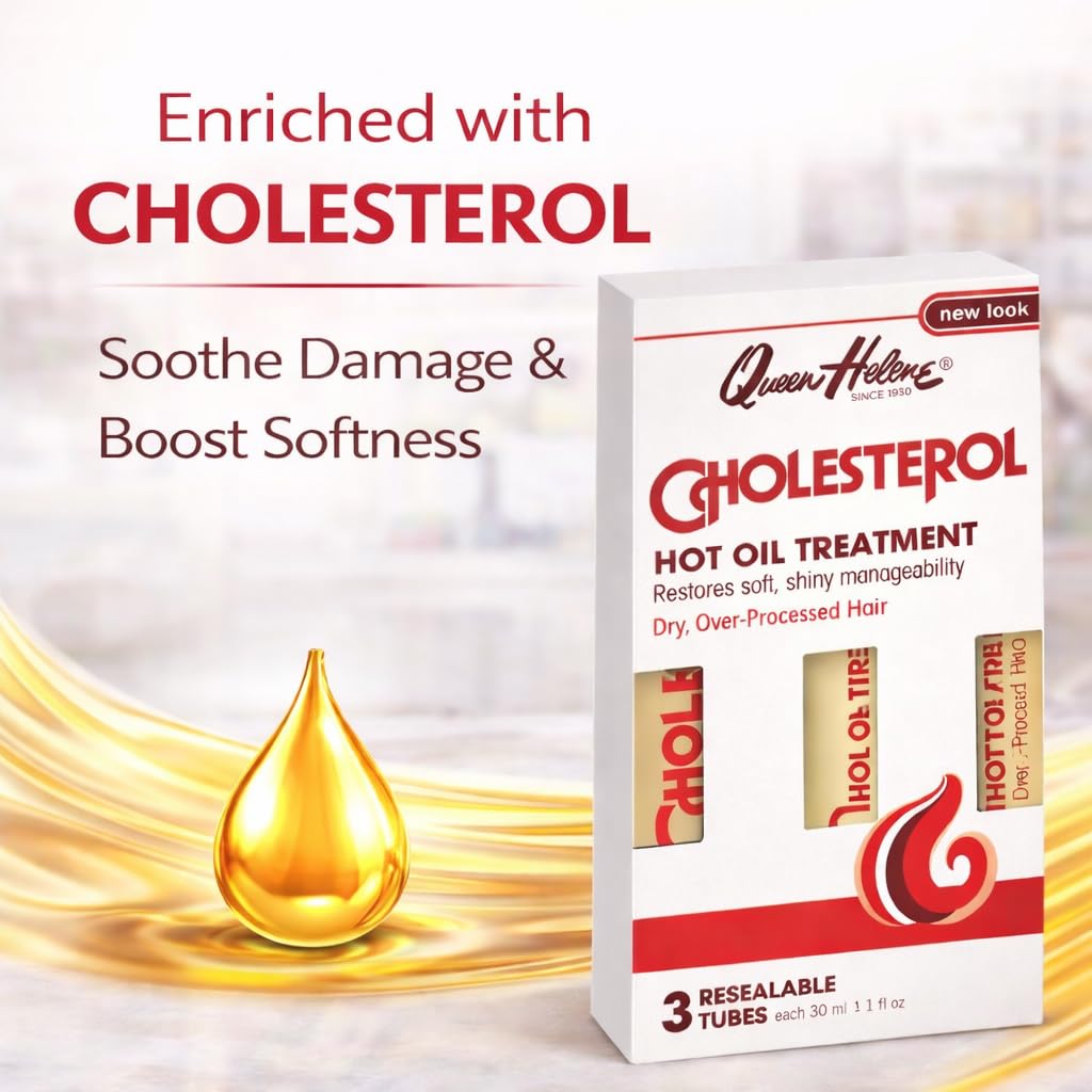 Queen Helene Cholesterol Hot Oil Treatment – Deep Conditioning for Dry Hair | Pack of 3 x 1oz Tubes