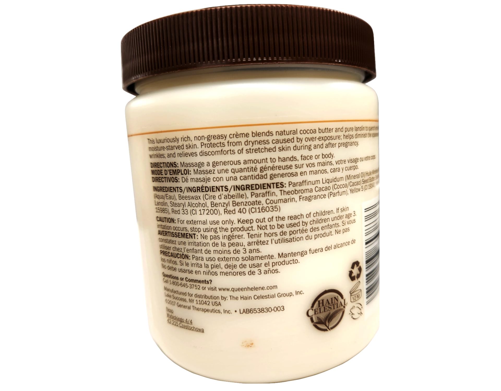 Queen Helene Cocoa Butter Moisturizing Kit: Face + Body Creme 15 oz + 100% Cocoa Butter Lip Balm 1 oz