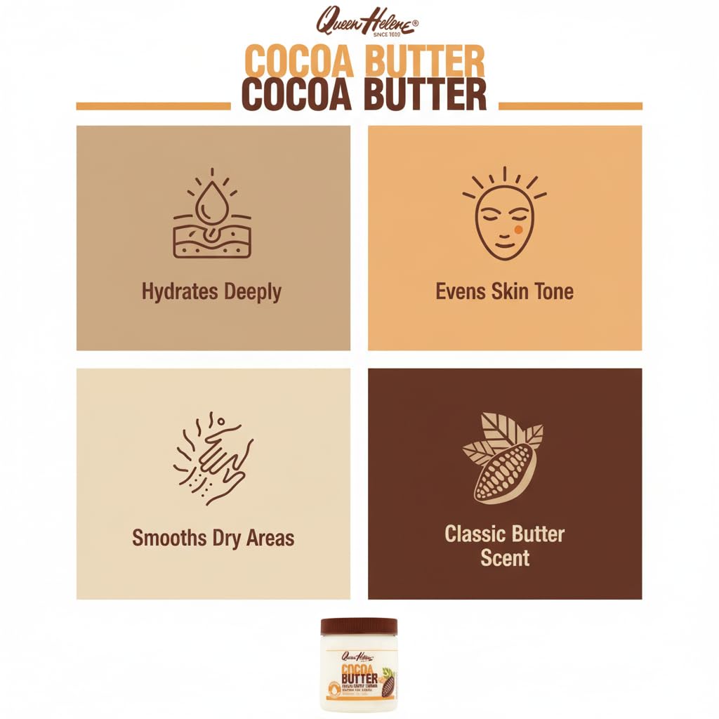 Queen Helene Cocoa Butter Hand & Body Lotion – Deep Moisture for Dry Skin | 16 oz Pack of 2
