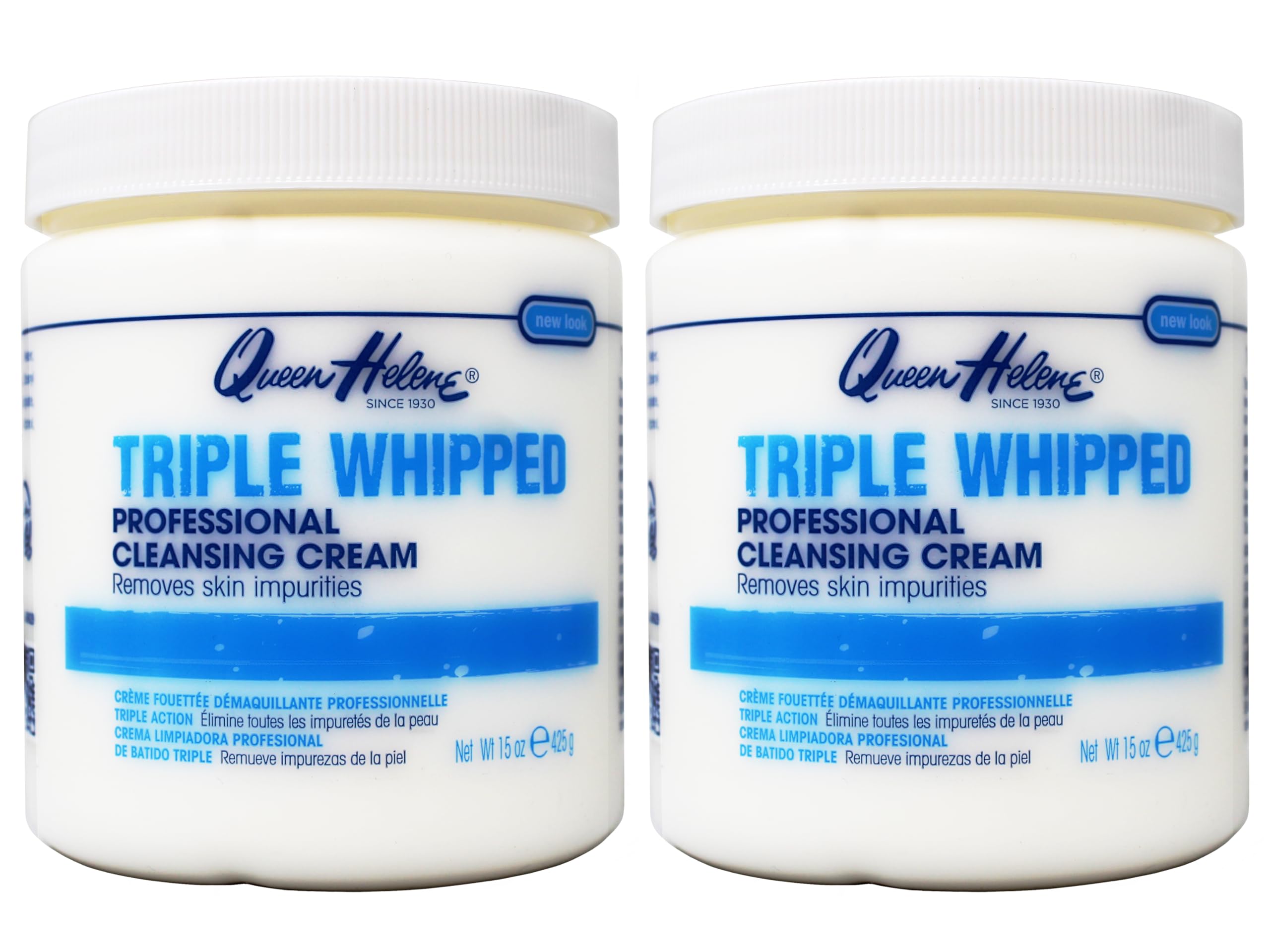 Queen Helene Triple Whipped Professional Cleansing Cream – Gentle Deep Clean, 15 oz (Pack of 2)