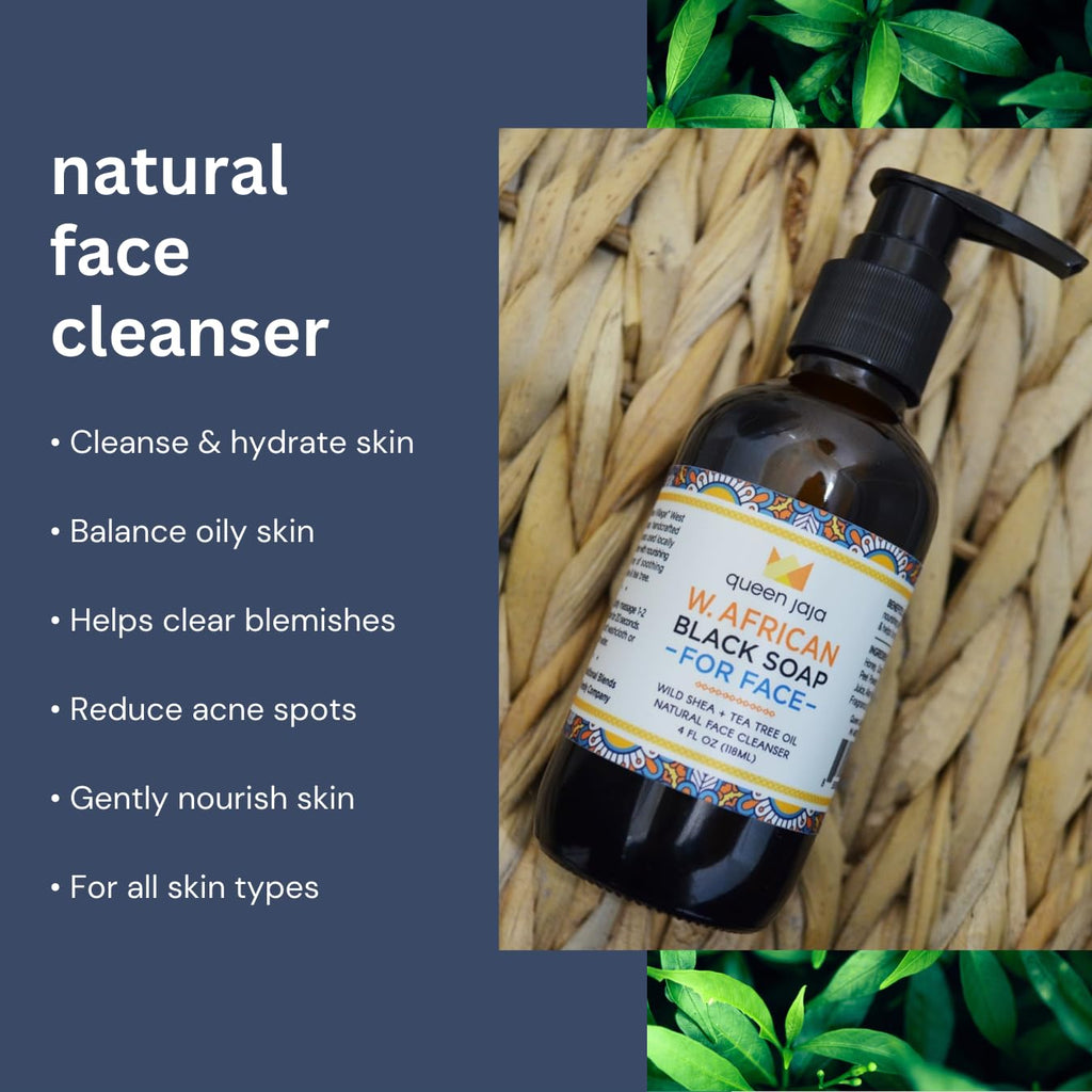 Queen Jaja Black Soap for Face – West African Cleanser, Small-Batch 4 oz