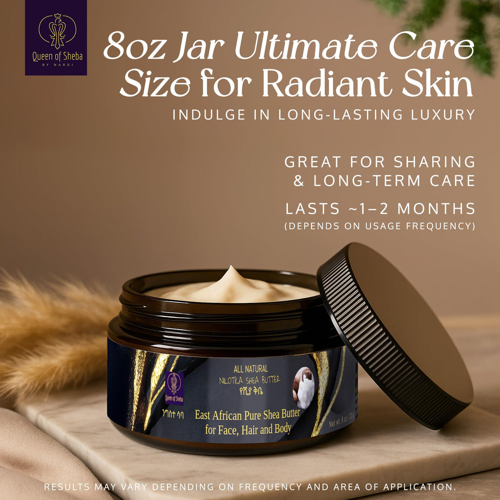 Queen of Shea Raw Organic Shea Butter (8 oz) - East African Nilotica Moisturizer