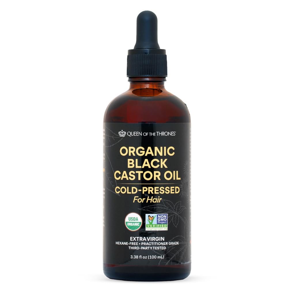 QUEEN OF THE THRONES Organic Black Castor Oil – 100mL with Dropper | Pure, Hexane-Free