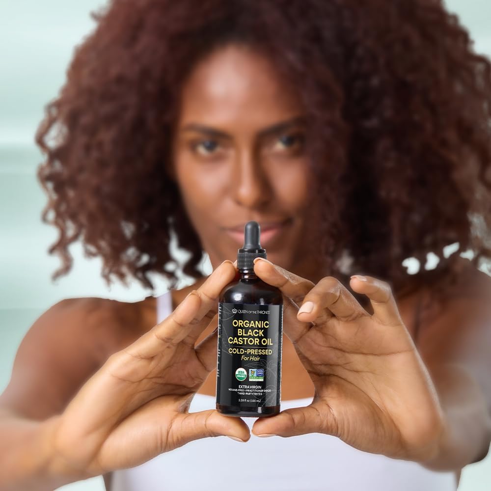 QUEEN OF THE THRONES Organic Black Castor Oil – 100mL with Dropper | Pure, Hexane-Free