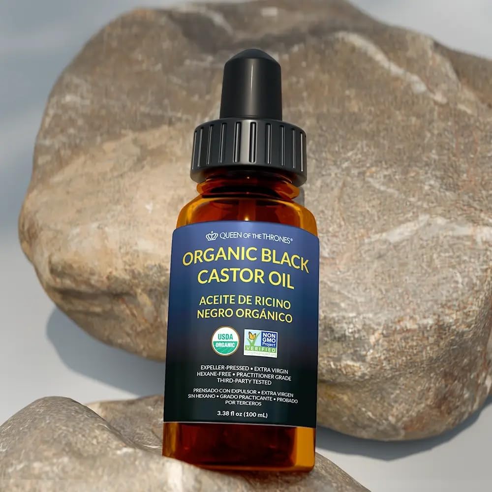 QUEEN OF THE THRONES Organic Black Castor Oil – 100mL with Dropper | Pure, Hexane-Free