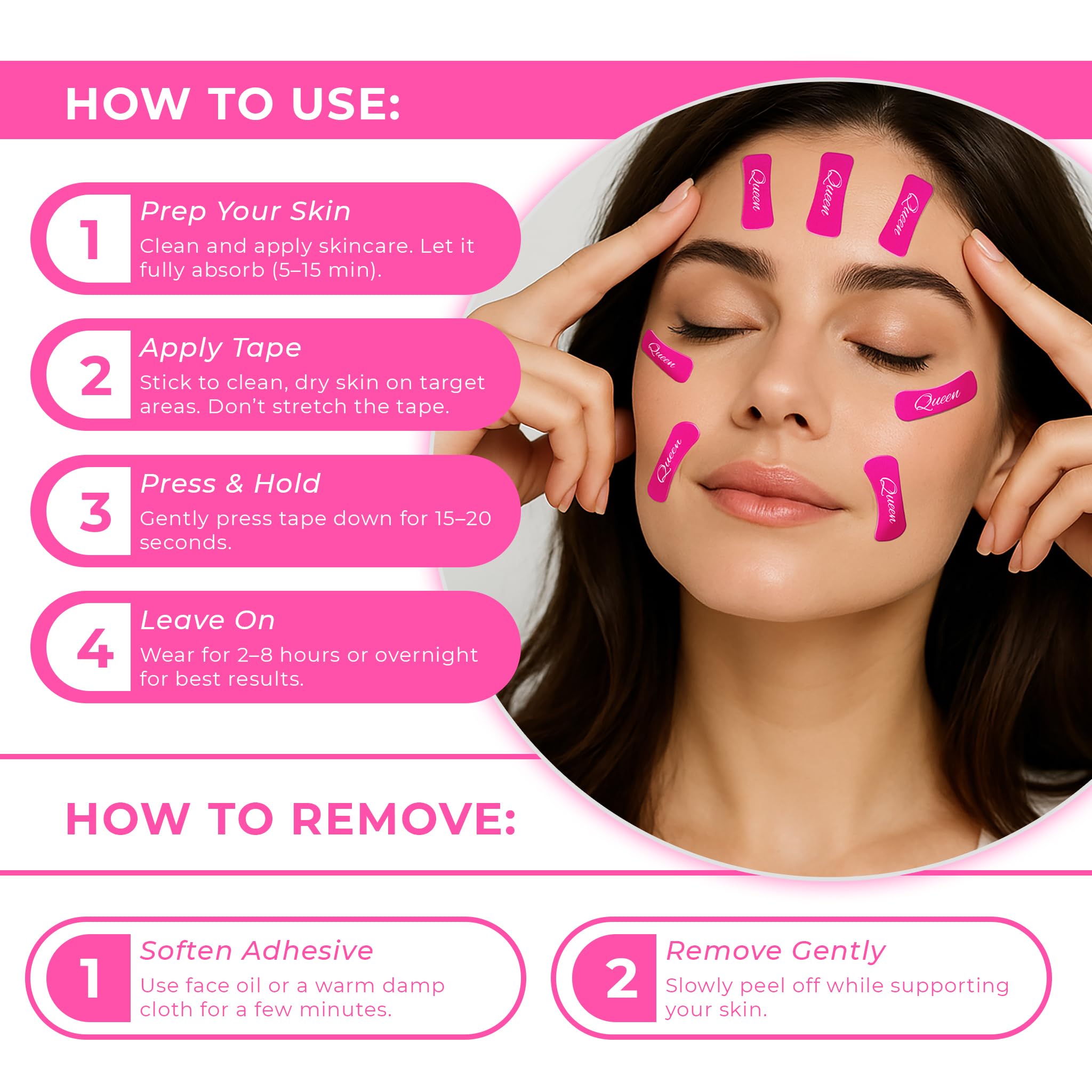Queen Face Lift & Wrinkle Smoothing Tape | Skin Lifting Strips for Smoother Contours
