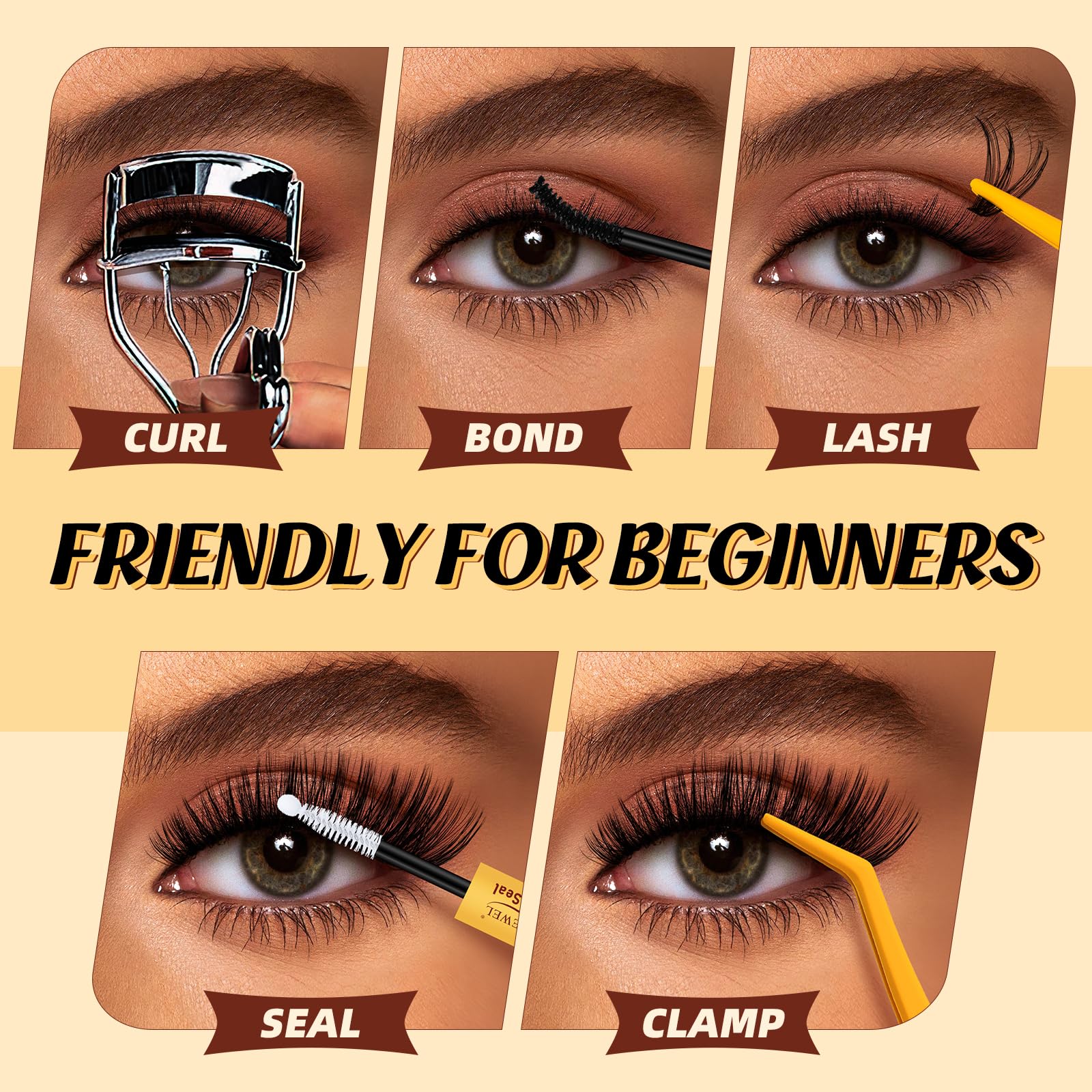 QUEWEL Lash-Clusters-Kit – 30/40/50D DIY Lash Clusters 10-16mm with Bond & Seal, Waterproof, Tweezers