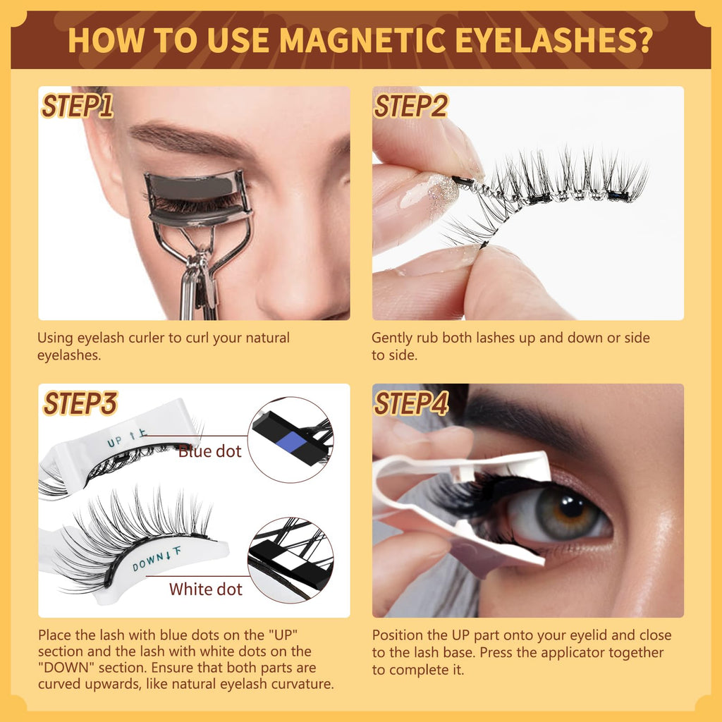 QUEWEL Reusable Magnetic Eyelashes – 2 Pair with Applicator | No Glue Needed, Natural Look