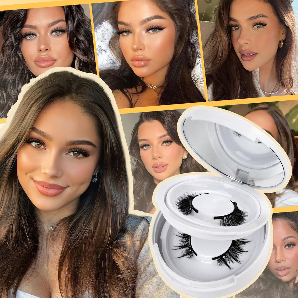 QUEWEL Magnetic Eyelashes Kit – 2 Pairs, No Glue Needed, Cat Eye Look