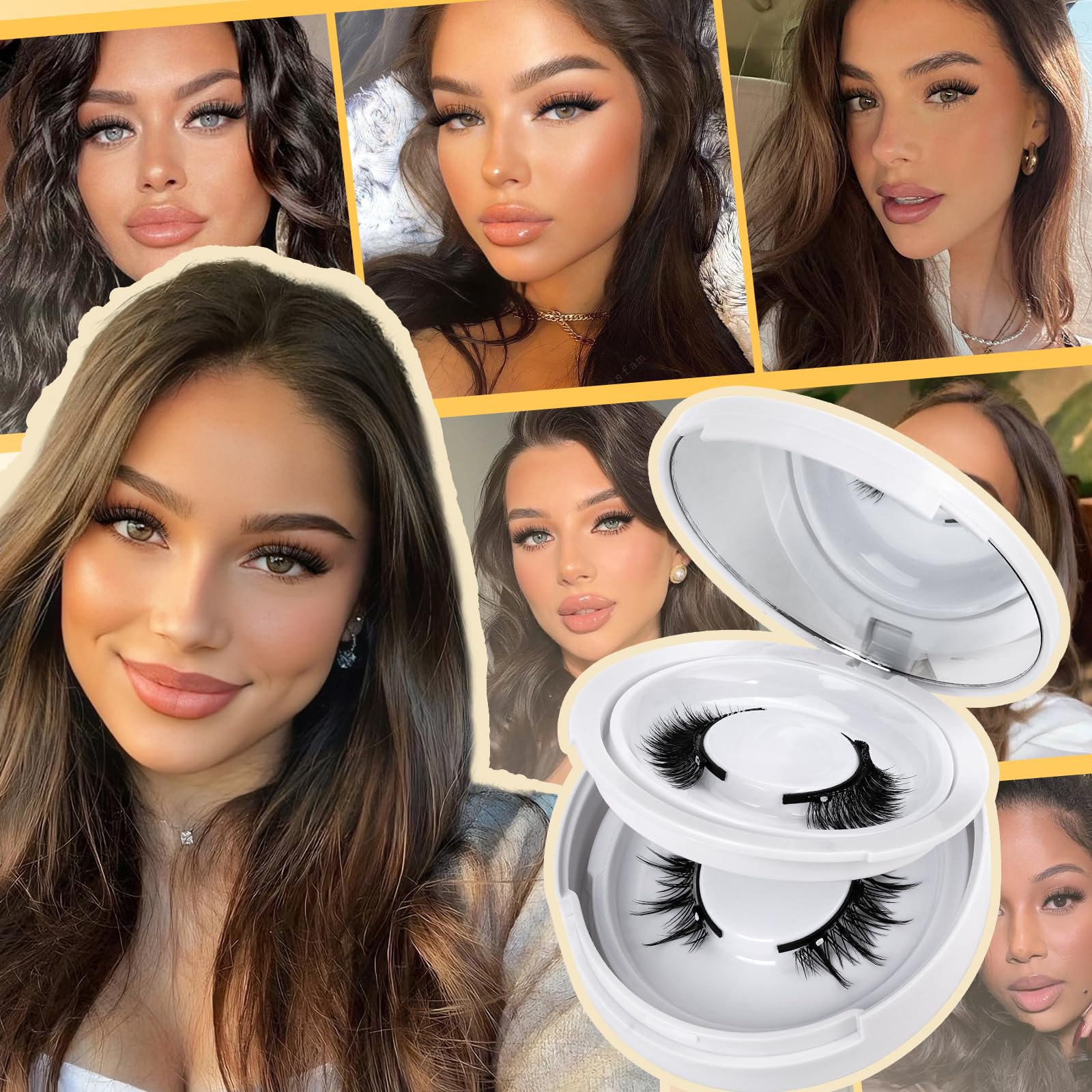 QUEWEL Magnetic Eyelashes Kit – 2 Pairs, No Glue Needed, Cat Eye Look