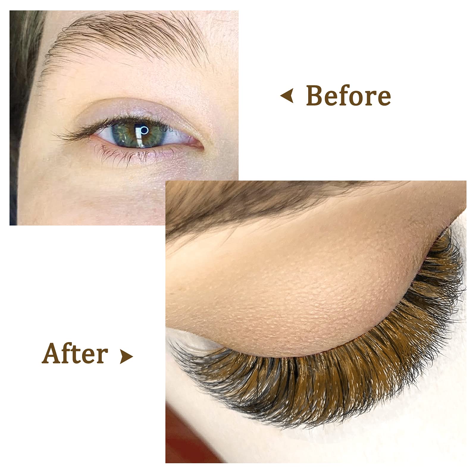 QUEWEL Easy Fan Volume Lashes – Brown 0.07 D Curl, 9-16mm Mixed Lengths, Self-Fanning 2D-10D Lashes