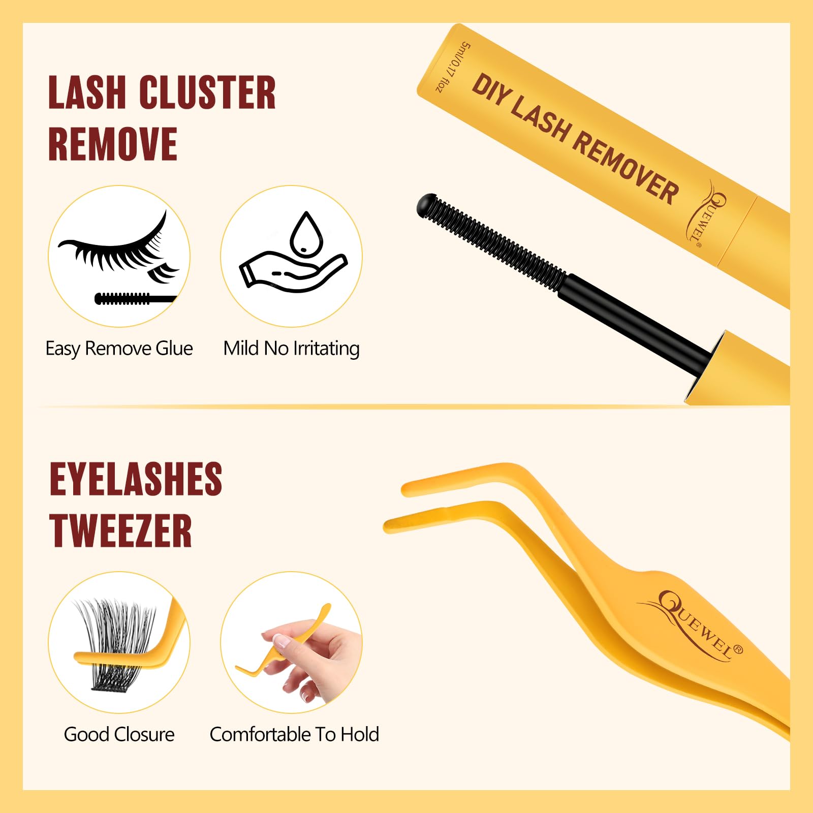 QUEWEL DIY Lash Extension Kit – 144 Lashes, Bond & Seal, Waterproof, At-Home Lash Kit