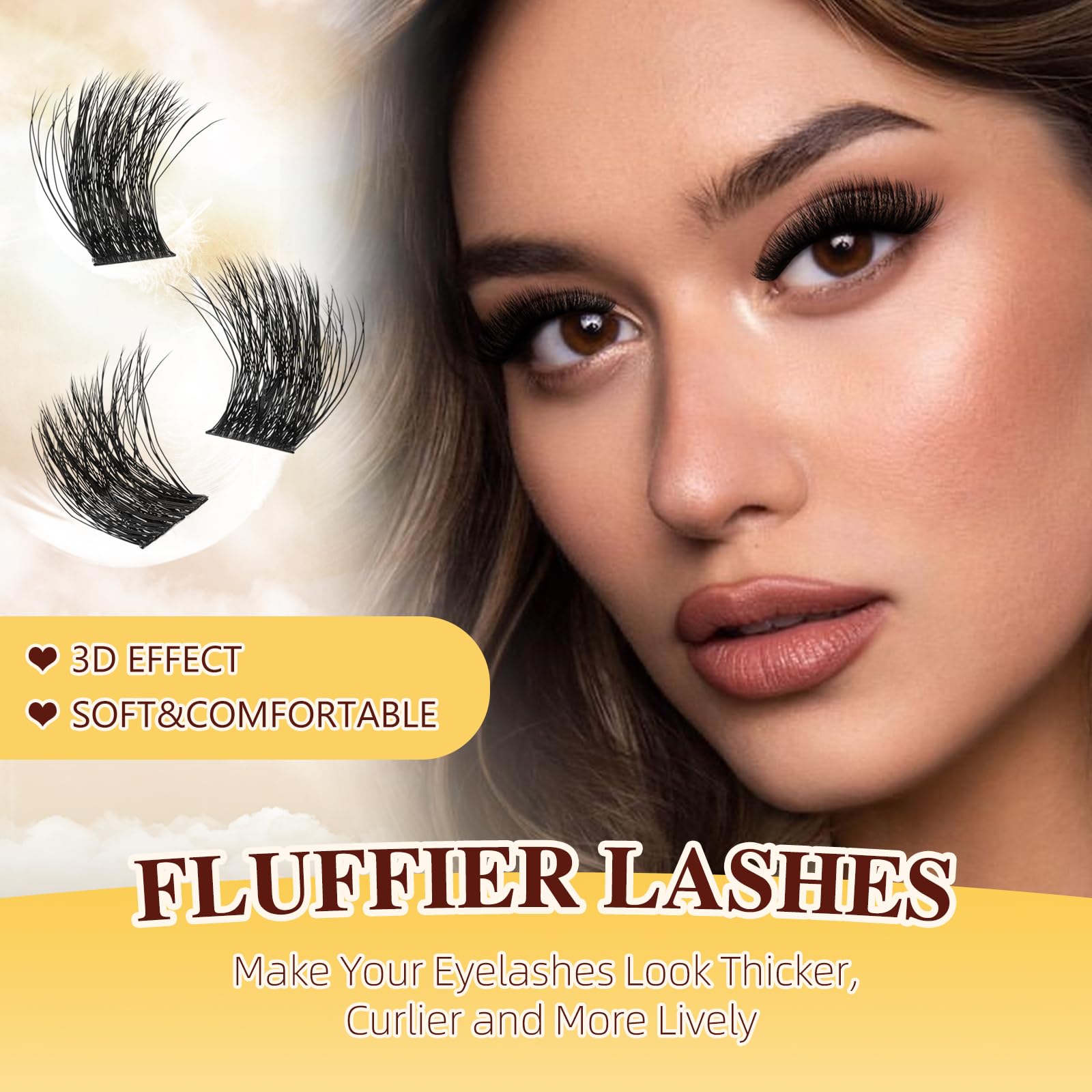 QUEWEL DIY Lash Extension Kit - 144 Pcs Clusters, 10-18mm, Bond & Seal, Beginner-Friendly at Home