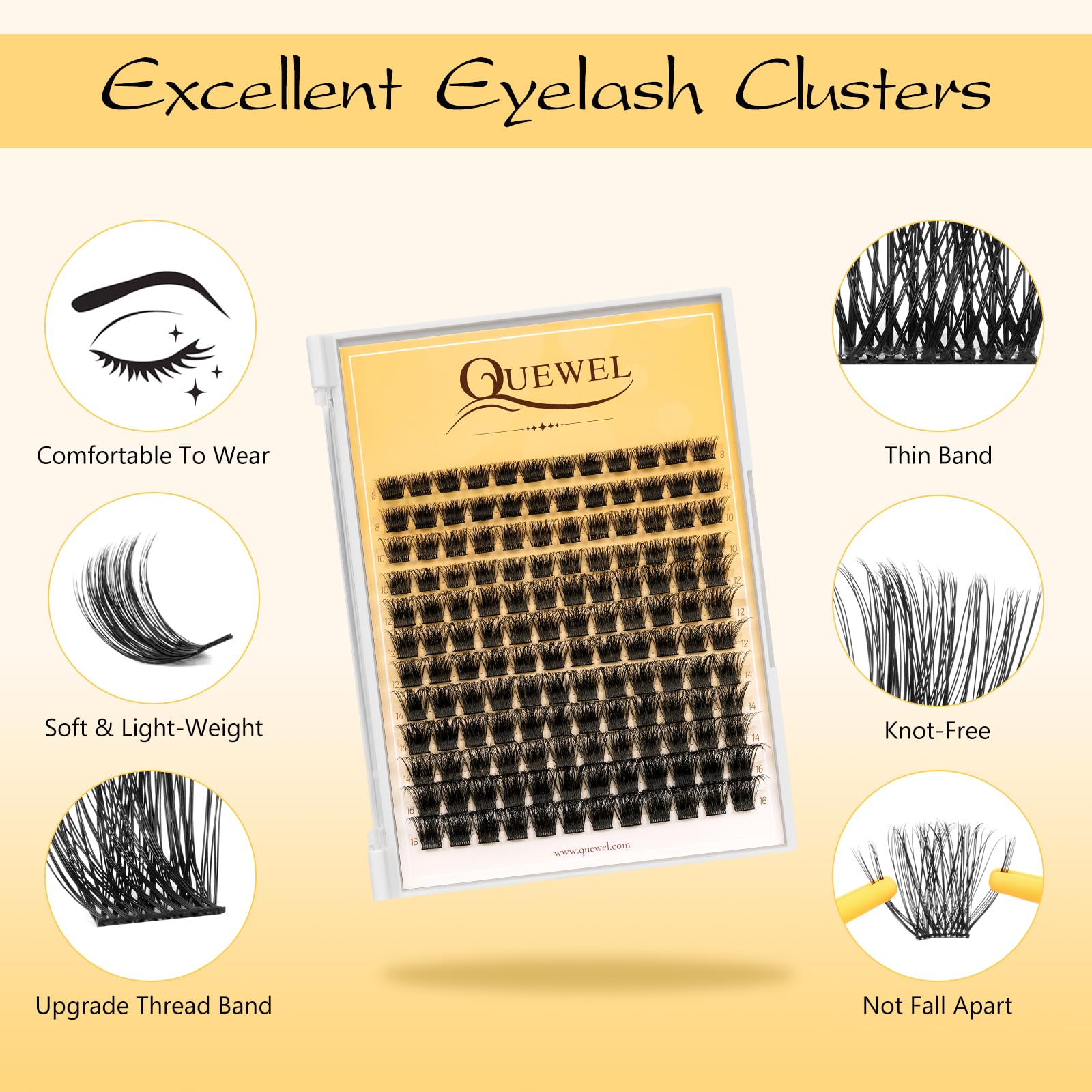 QUEWEL DIY Lash Extension Kit – 144 Lashes, Bond & Seal, Waterproof, At-Home Lash Kit