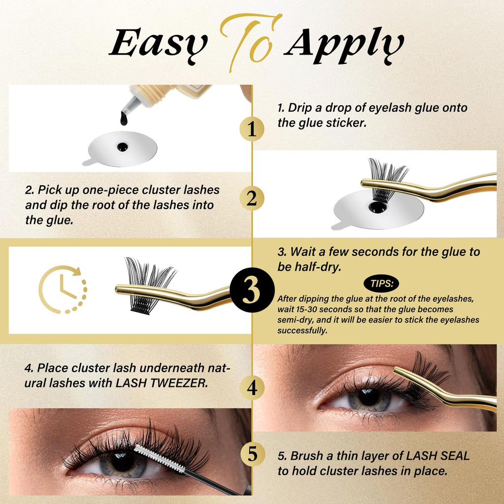 QUEWEL Lash Clusters Glue 10ml Black – DIY Lash Extensions, Long-Lasting Hold