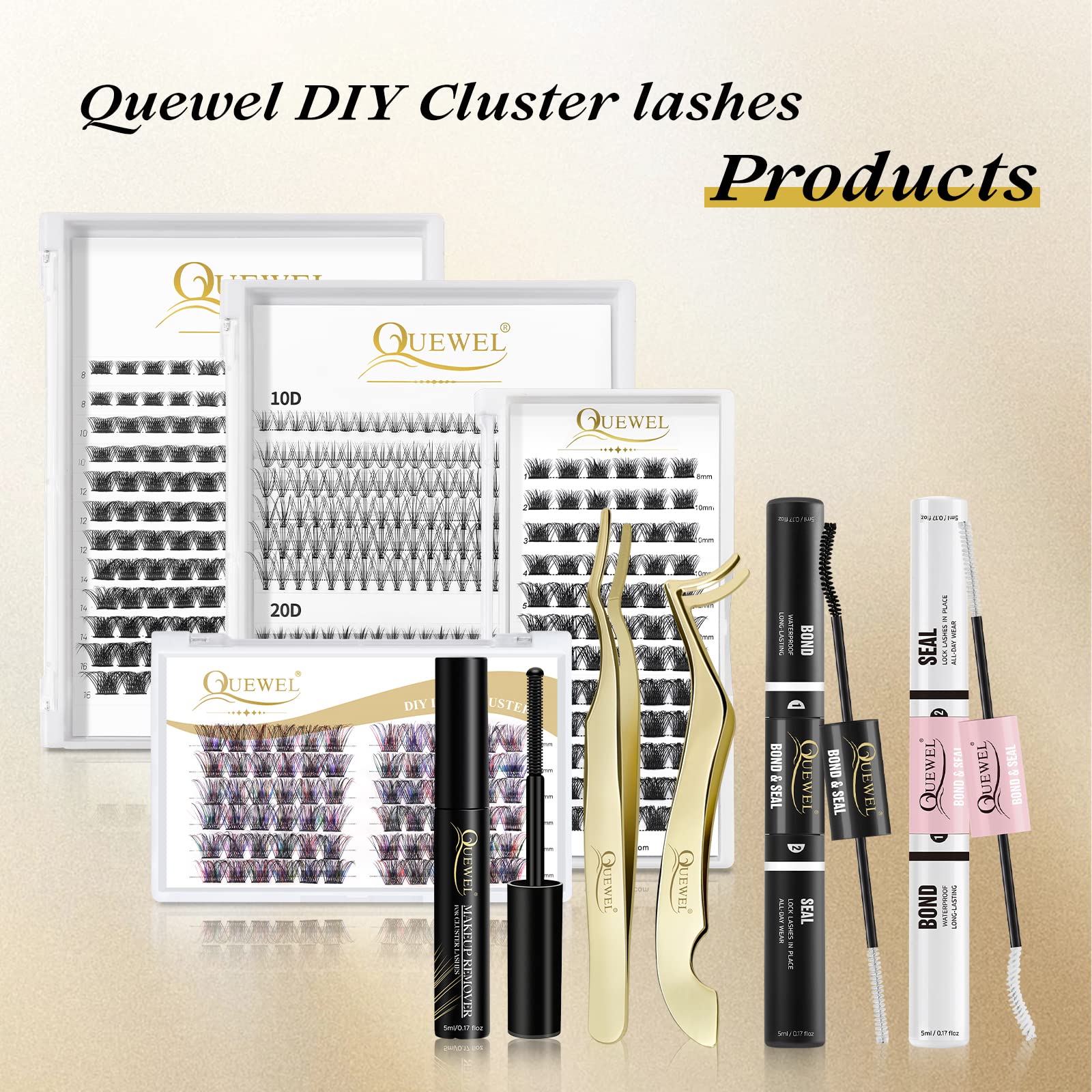 QUEWEL Lash Clusters Glue 10ml Black – DIY Lash Extensions, Long-Lasting Hold