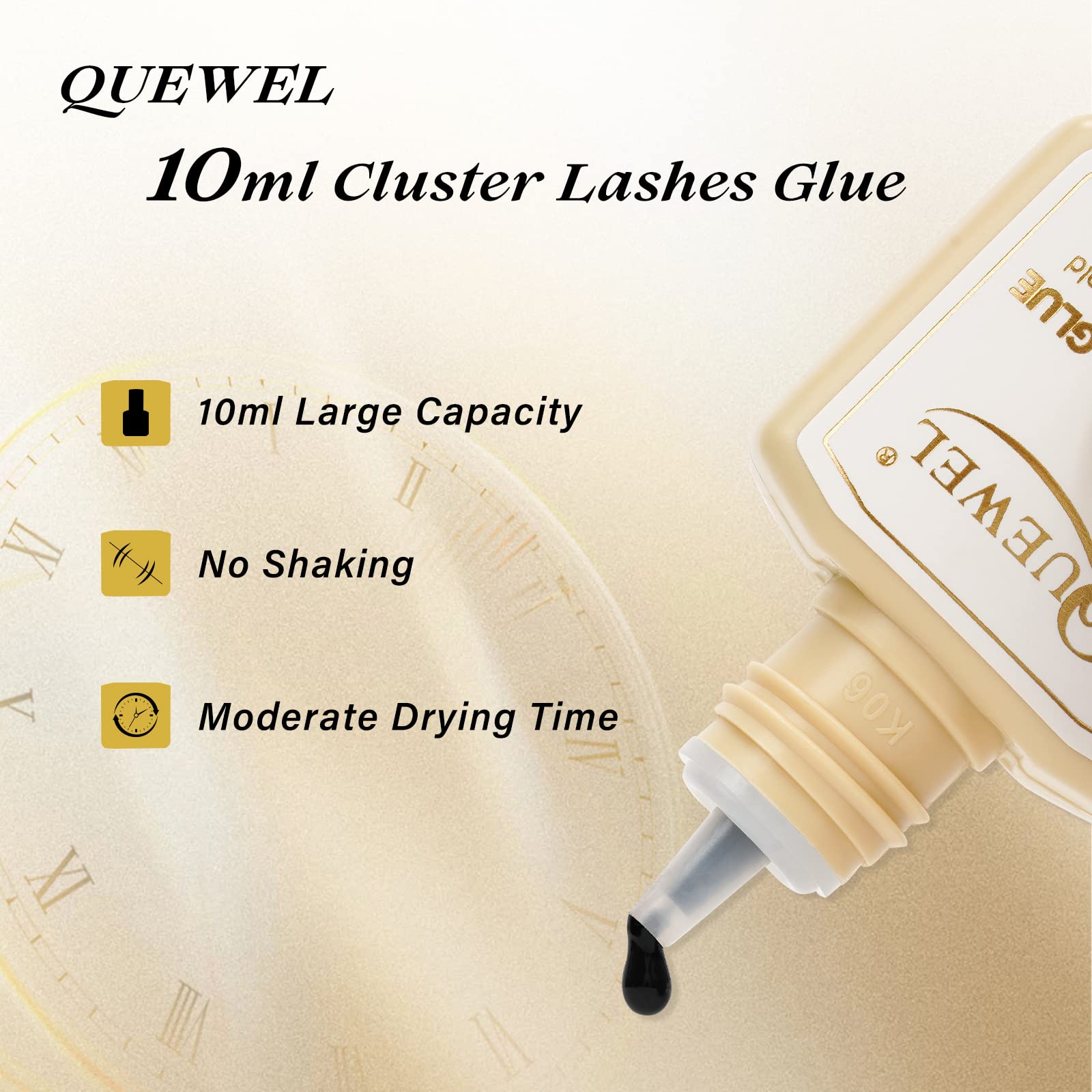 QUEWEL Lash Clusters Glue 10ml Black – DIY Lash Extensions, Long-Lasting Hold