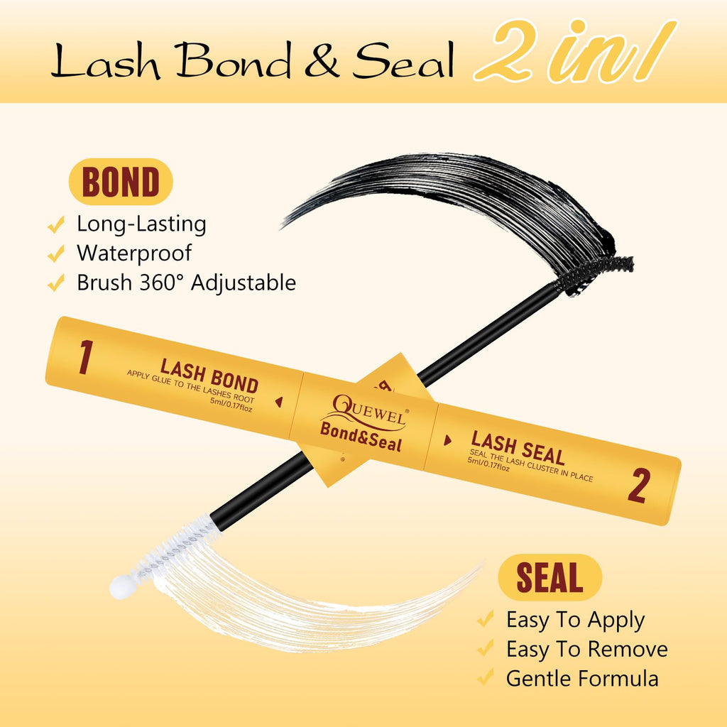 QUEWEL DIY Lash Extension Kit – 144 Lashes, Bond & Seal, Waterproof, At-Home Lash Kit