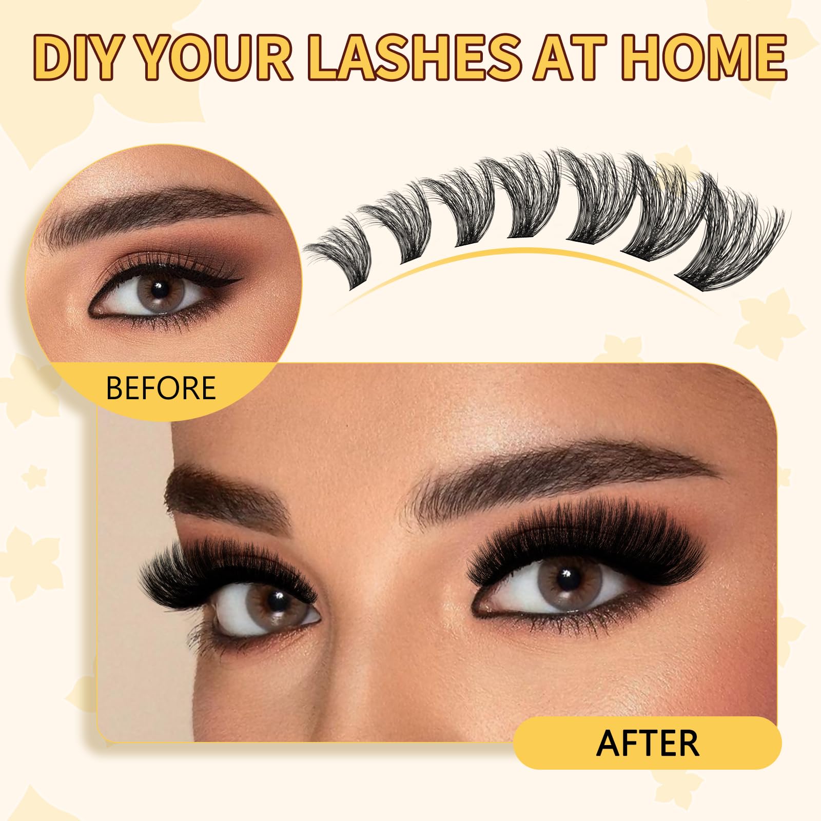QUEWEL Lash Clusters Kit – 320Pcs 80D+100D 12-18mm DIY 3D Lash Extensions