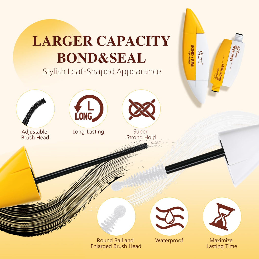 QUEWEL DIY Lash Extension Kit - 144 Pcs Clusters, 10-18mm, Bond & Seal, Beginner-Friendly at Home