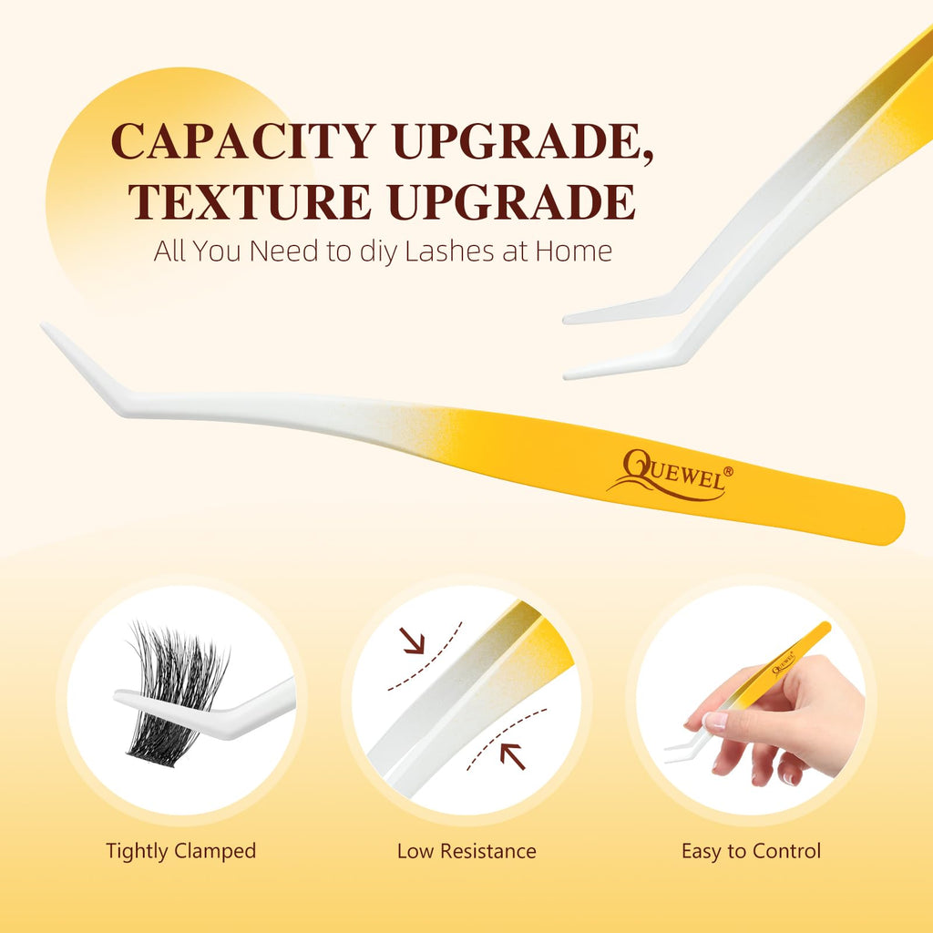 QUEWEL DIY Lash Extension Kit - 144 Pcs Clusters, 10-18mm, Bond & Seal, Beginner-Friendly at Home