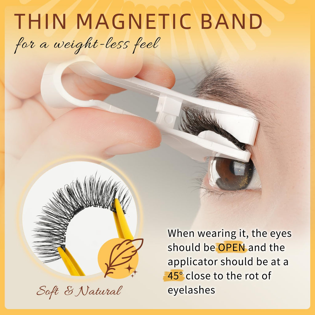 QUEWEL Magnetic Eyelashes Kit – 2 Pairs Reusable Natural Look with Applicator No Glue Needed