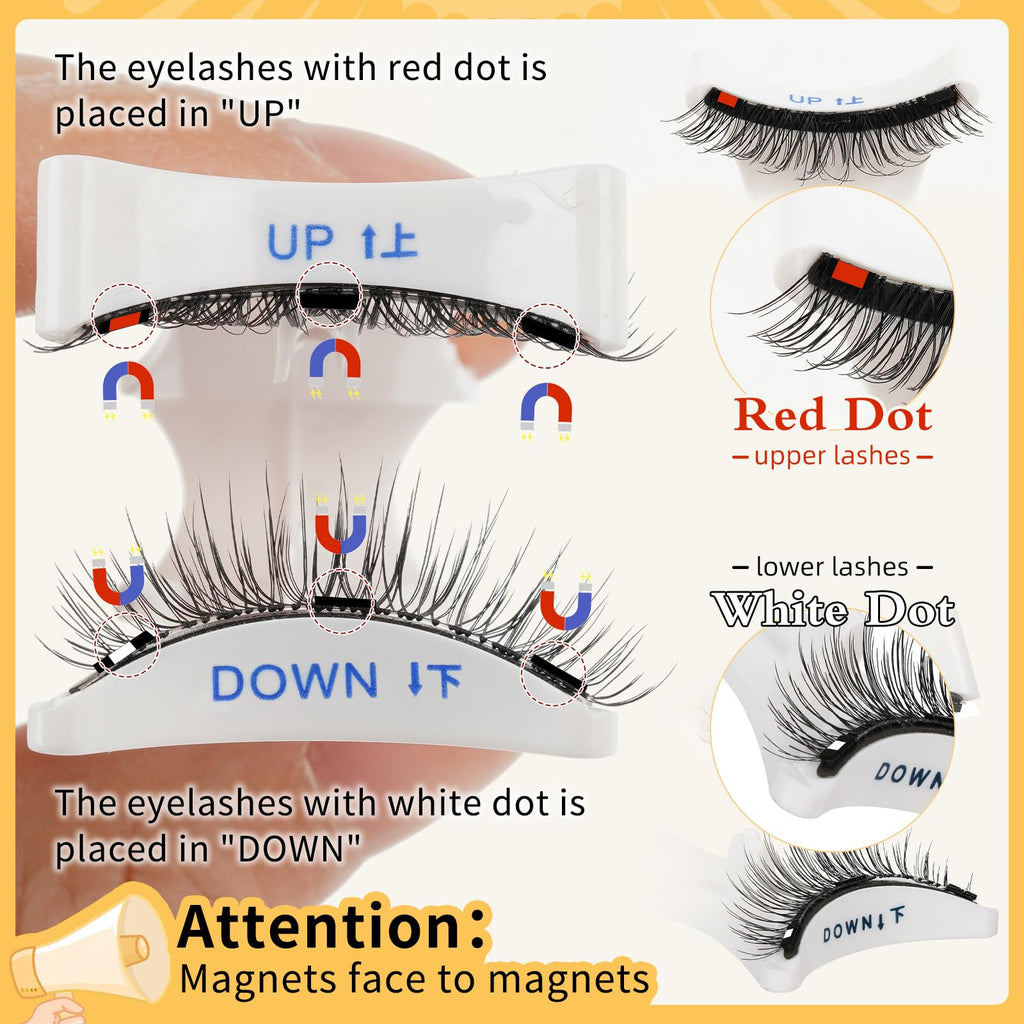 QUEWEL Magnetic Eyelashes Kit – 2 Pairs Reusable Natural Look with Applicator No Glue Needed