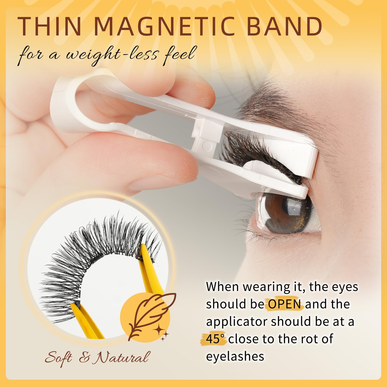 QUEWEL Magnetic Eyelashes Kit – 2 Pairs, No Glue Needed, Cat Eye Look