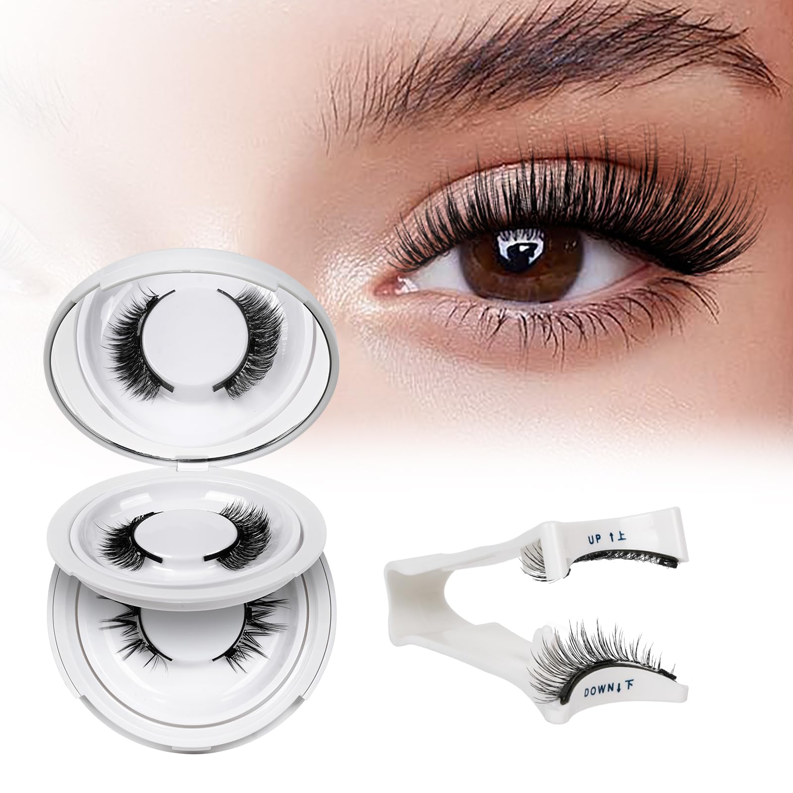 QUEWEL Magnetic Eyelashes Kit – 2 Pairs, No Glue Needed, Cat Eye Look