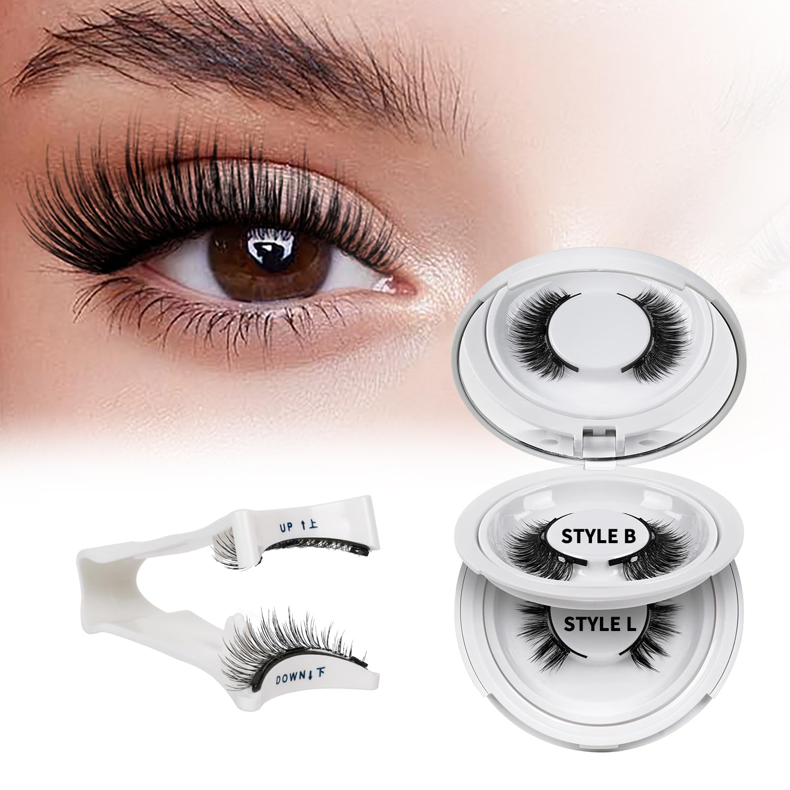 QUEWEL Magnetic Eyelashes Kit – 2 Pairs Reusable Natural Look with Applicator No Glue Needed